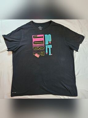 Nike Dri Fit Mens Black "Just Do It" Retro Logo Short Sleeve T-shirt Size 3XL